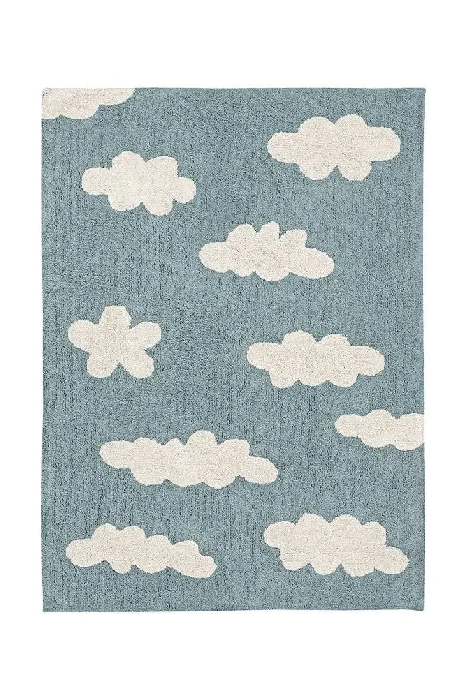 Washable Rug Clouds - Vintage Blue