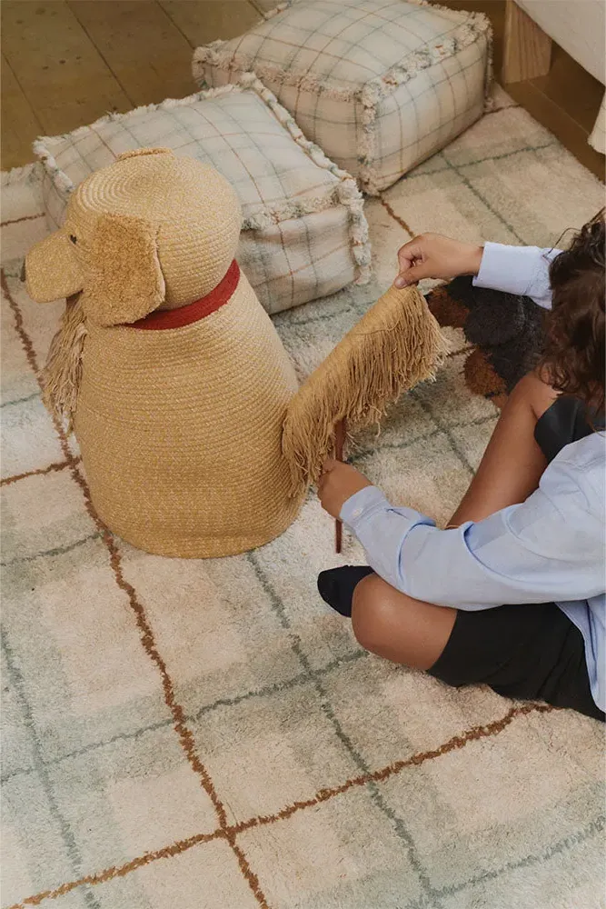 Washable Tartan Rug - Blue, Cotton