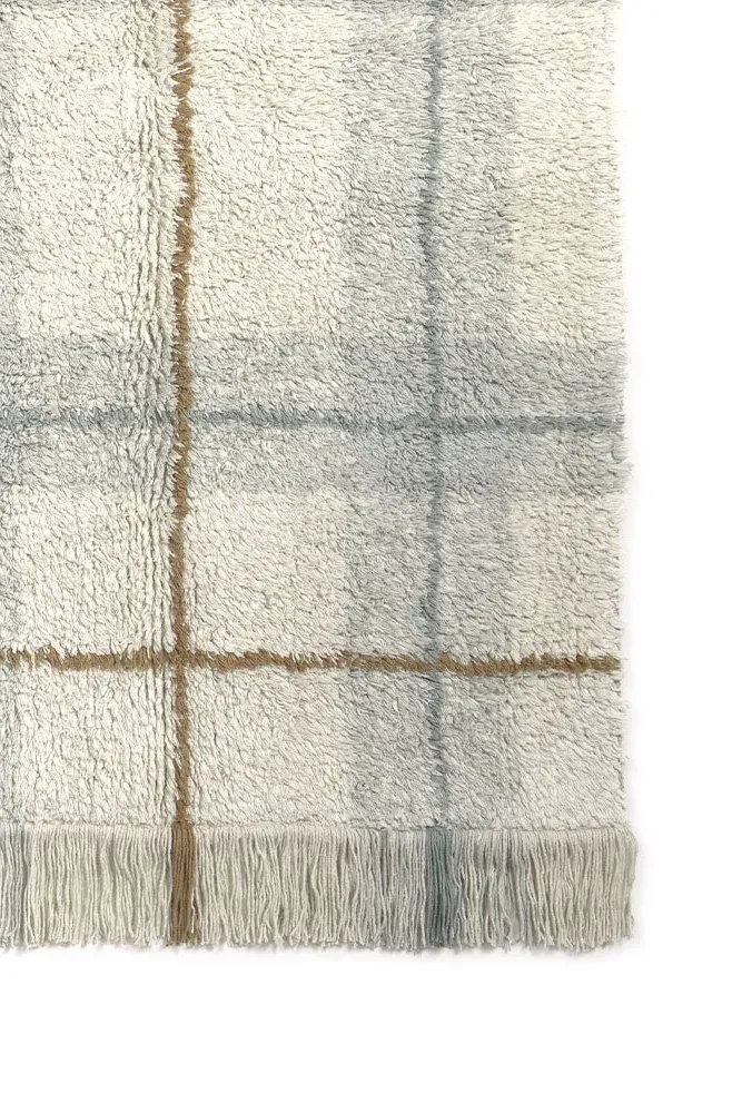 Washable Tartan Rug - Blue Sage, Cotton
