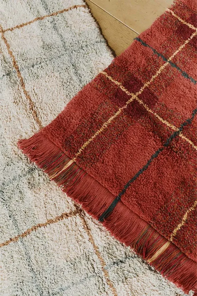 Washable Tartan Rug - Blue Sage, Cotton