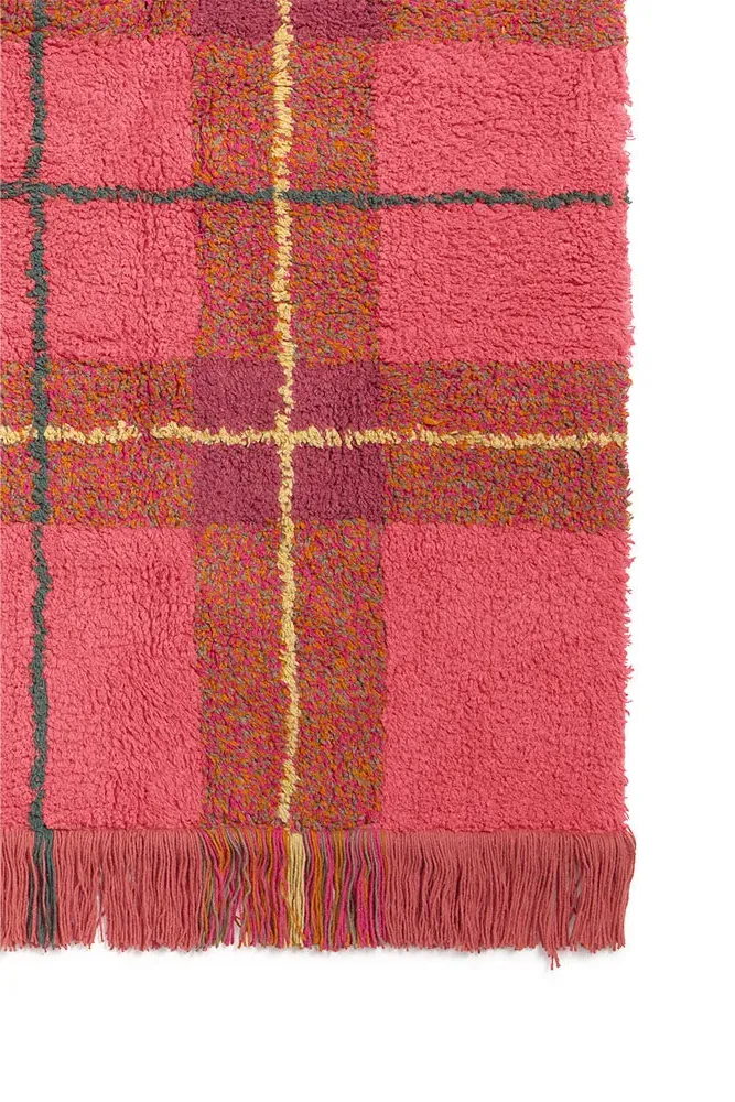 Washable Tartan Rug - Red, Cotton