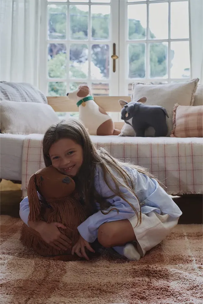 Washable Tartan Rug - Rose, Cotton