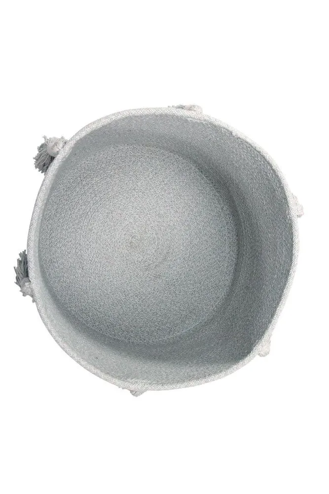 Woody Round Basket - Pearl Blue, Cotton