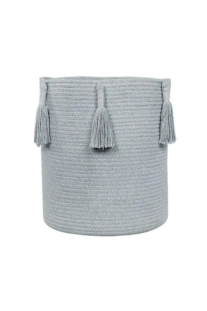 Woody Round Basket - Pearl Blue, Cotton