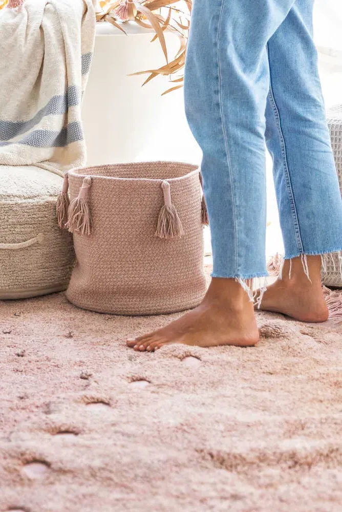 Woody Round Basket - Vintage Nude, Cotton