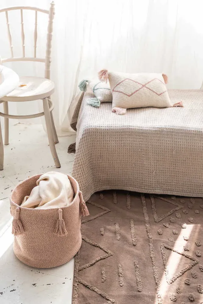 Woody Round Basket - Vintage Nude, Cotton