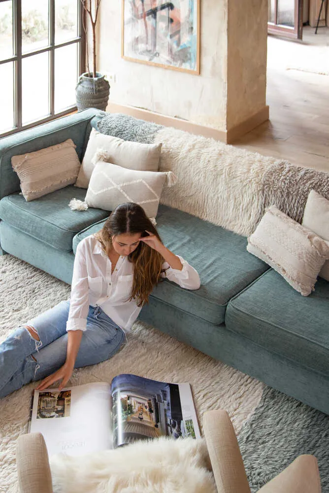 Woolable Into The Blue Shag Rug - Blue, Wool