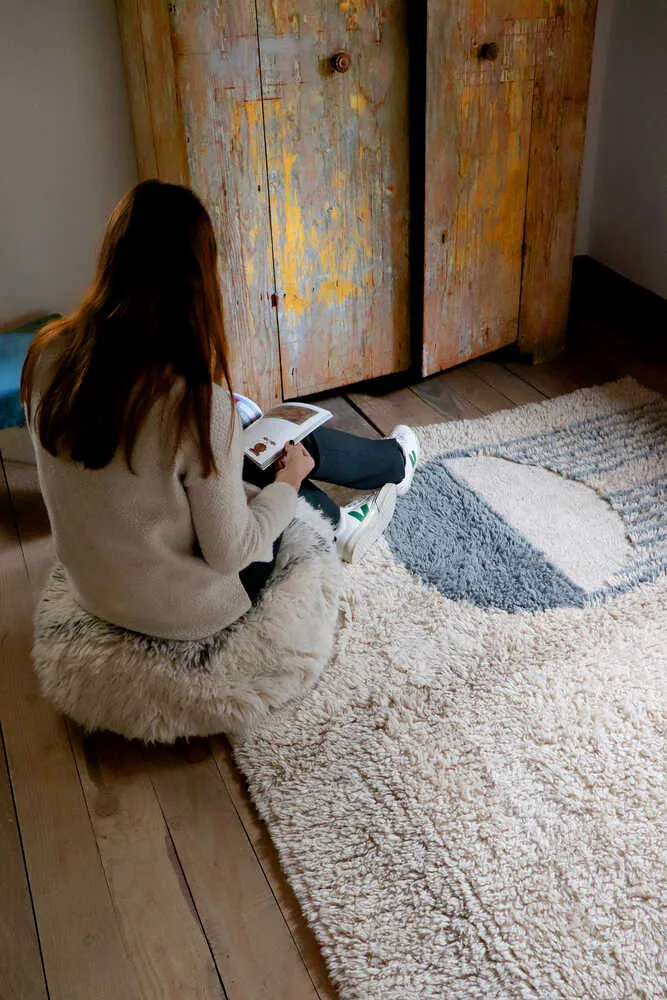 Woolable Puff Berber Soul Round Pouf - Shaggy