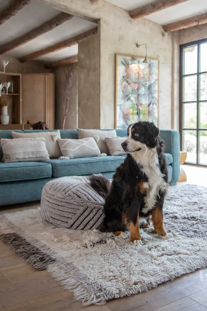Woolable Puff Fields Round Pouf - Linear Pattern