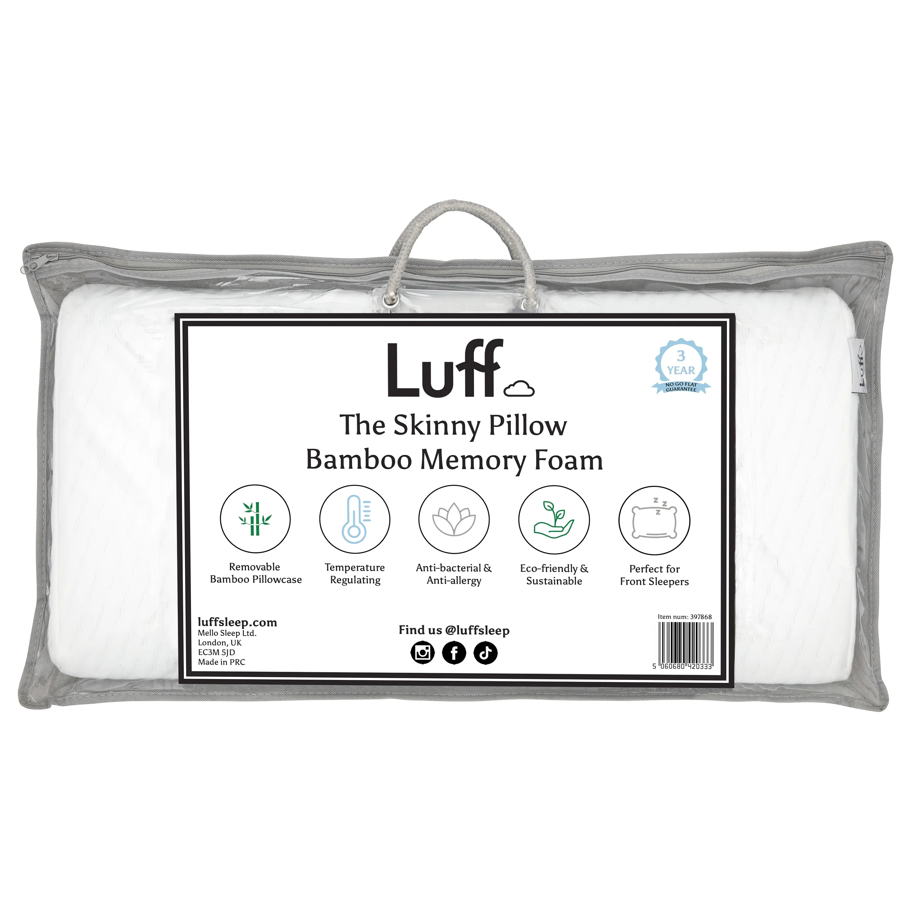 Bamboo Skinny Pillow with CloudTec® Filling product