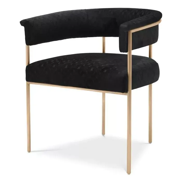 philipp-plein-monogram-dining-chair-black-monogram-velvet-brushed-brass-frame image