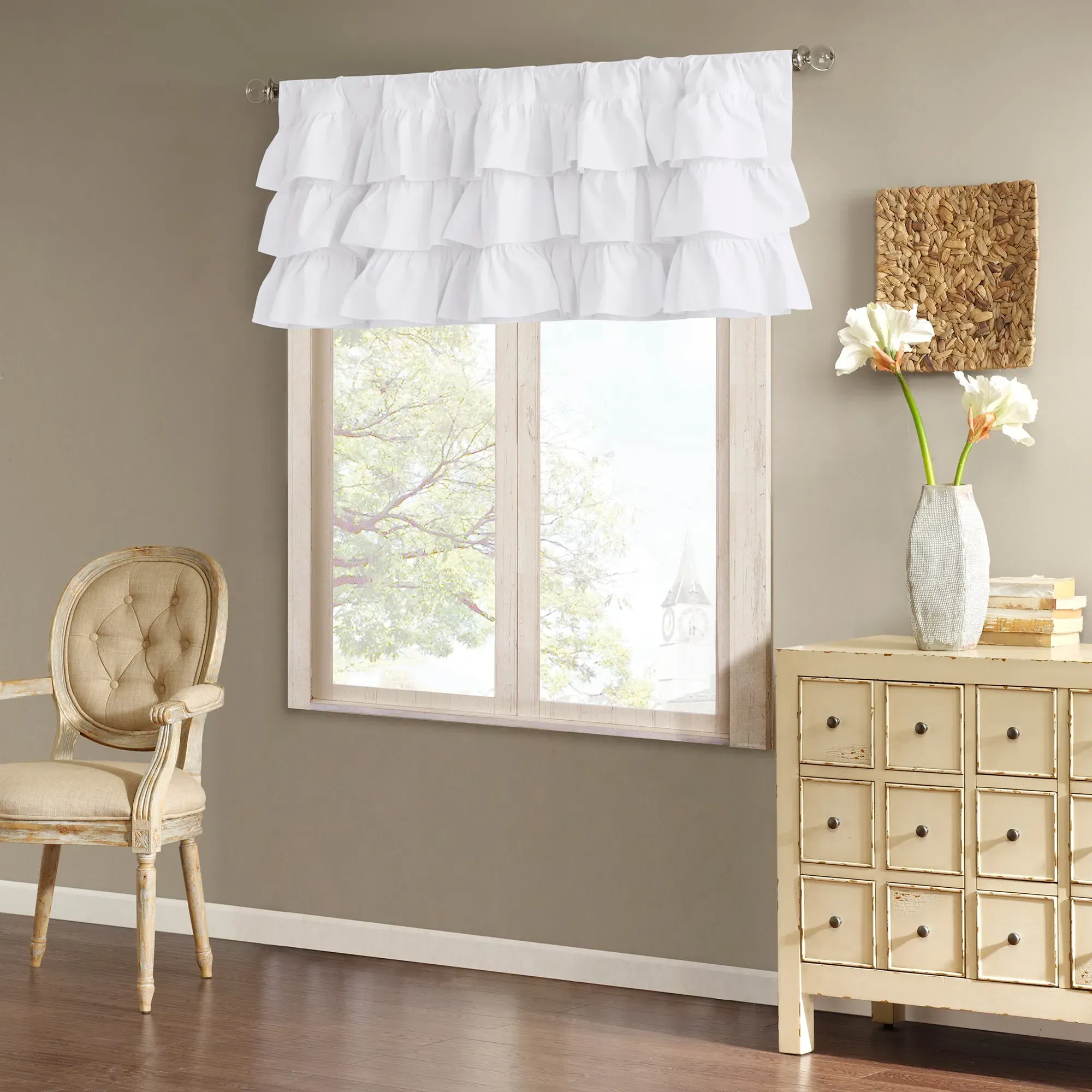 Anna Oversized Ruffle Valance - White, Cotton Voile product