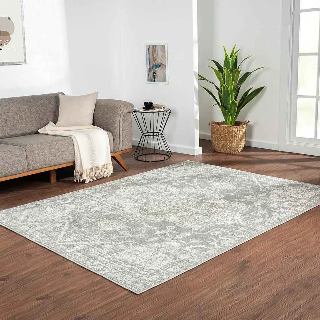 Asher Distressed Medallion Woven Area Rug - Cream, Grey product