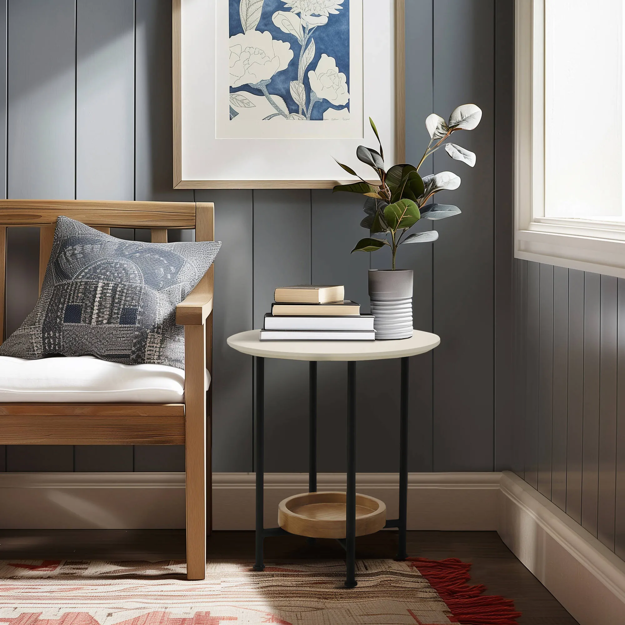 Beaumont Round End Table - White, MDF product