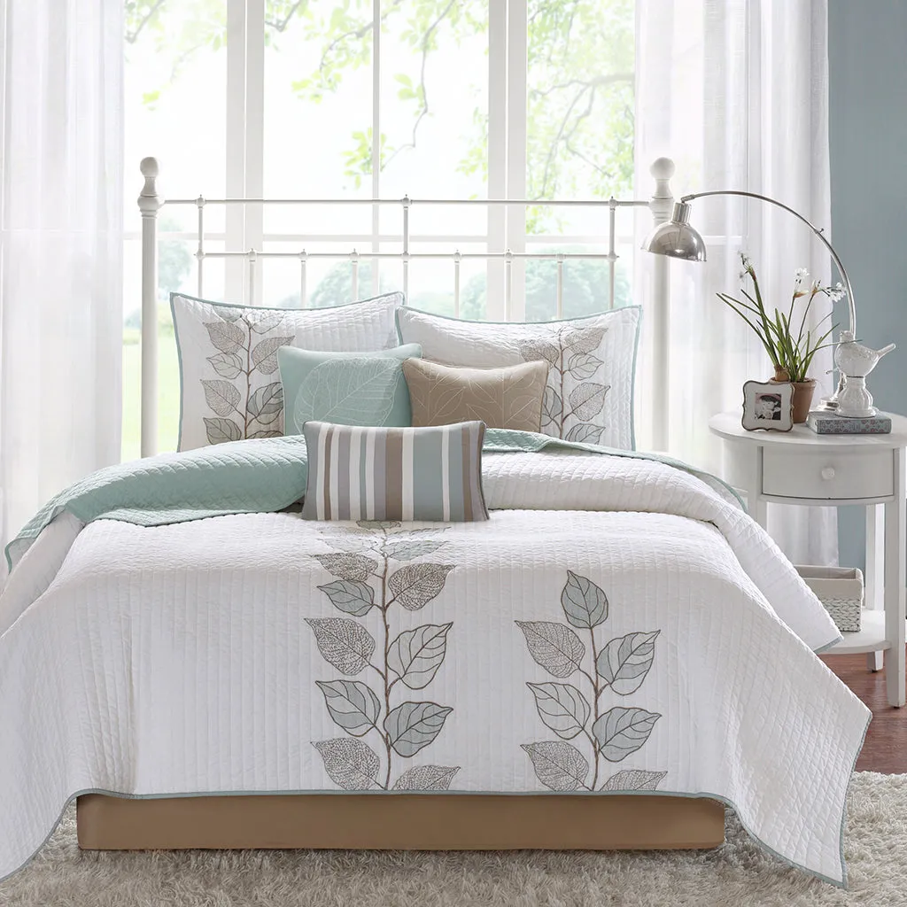 Caelie 6-Piece Embroidered Quilt Set with Throw Pillows product