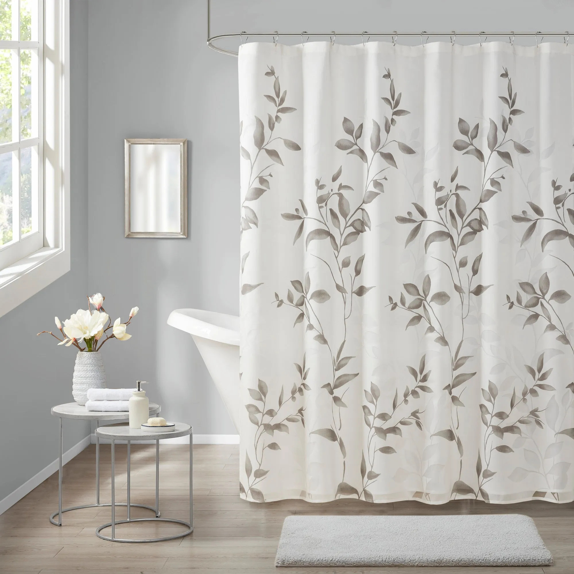 Cecily Burnout Printed Shower Curtain - Seafoam, Rayon Blend product