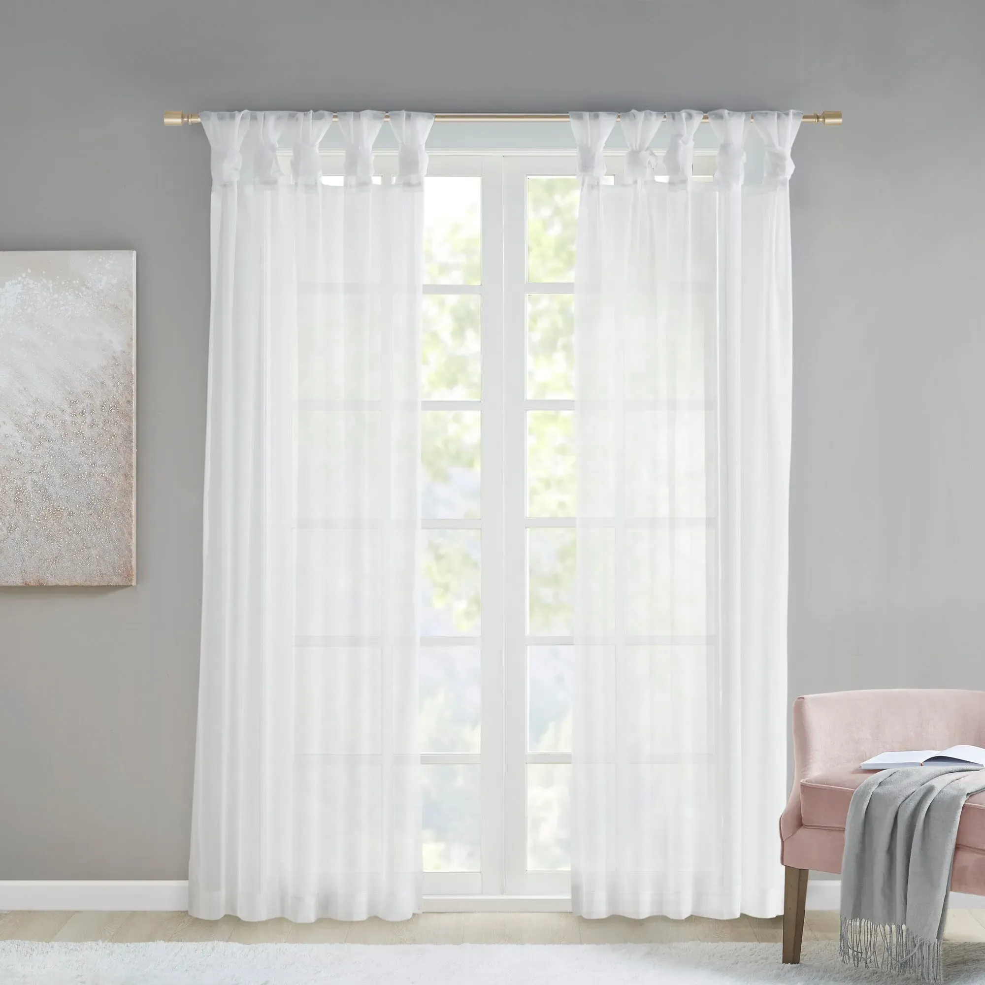 Ceres Twisted Tab Voile Sheer Curtain Pair - Polyester product