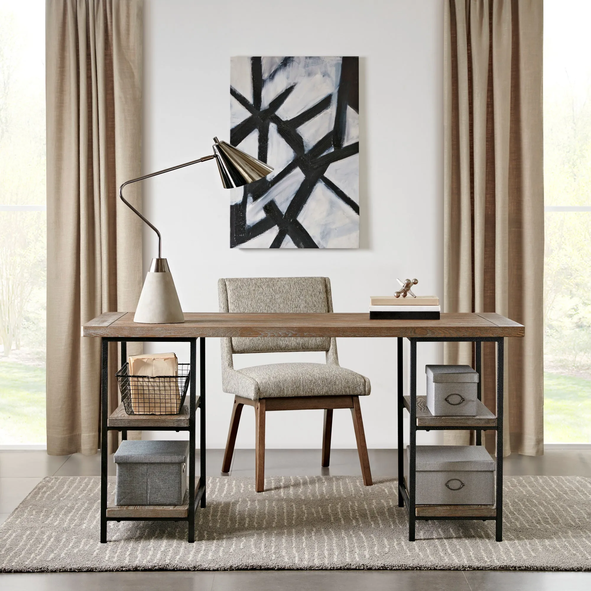 Cirque Desk with Storage - Grey, Reclaimed Wood product