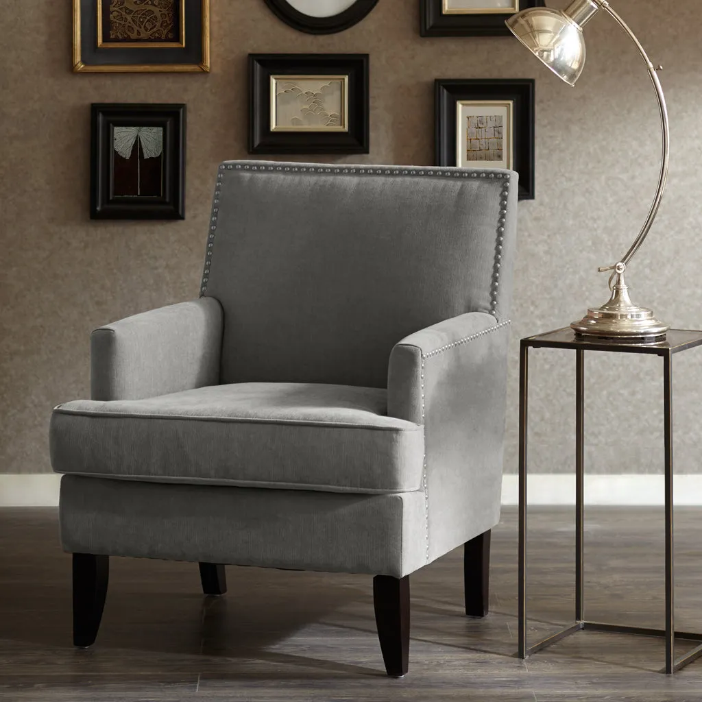 Colton Track Arm Club Chair with Nailhead Trim - Grey, Polyester product