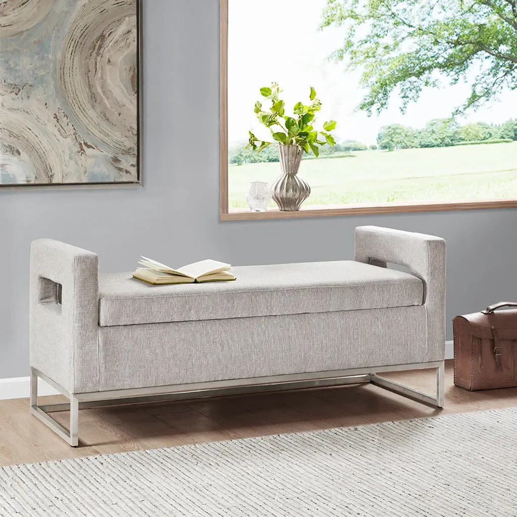 Crawford Storage Bench Soft Close - Grey, Polyester alternate view