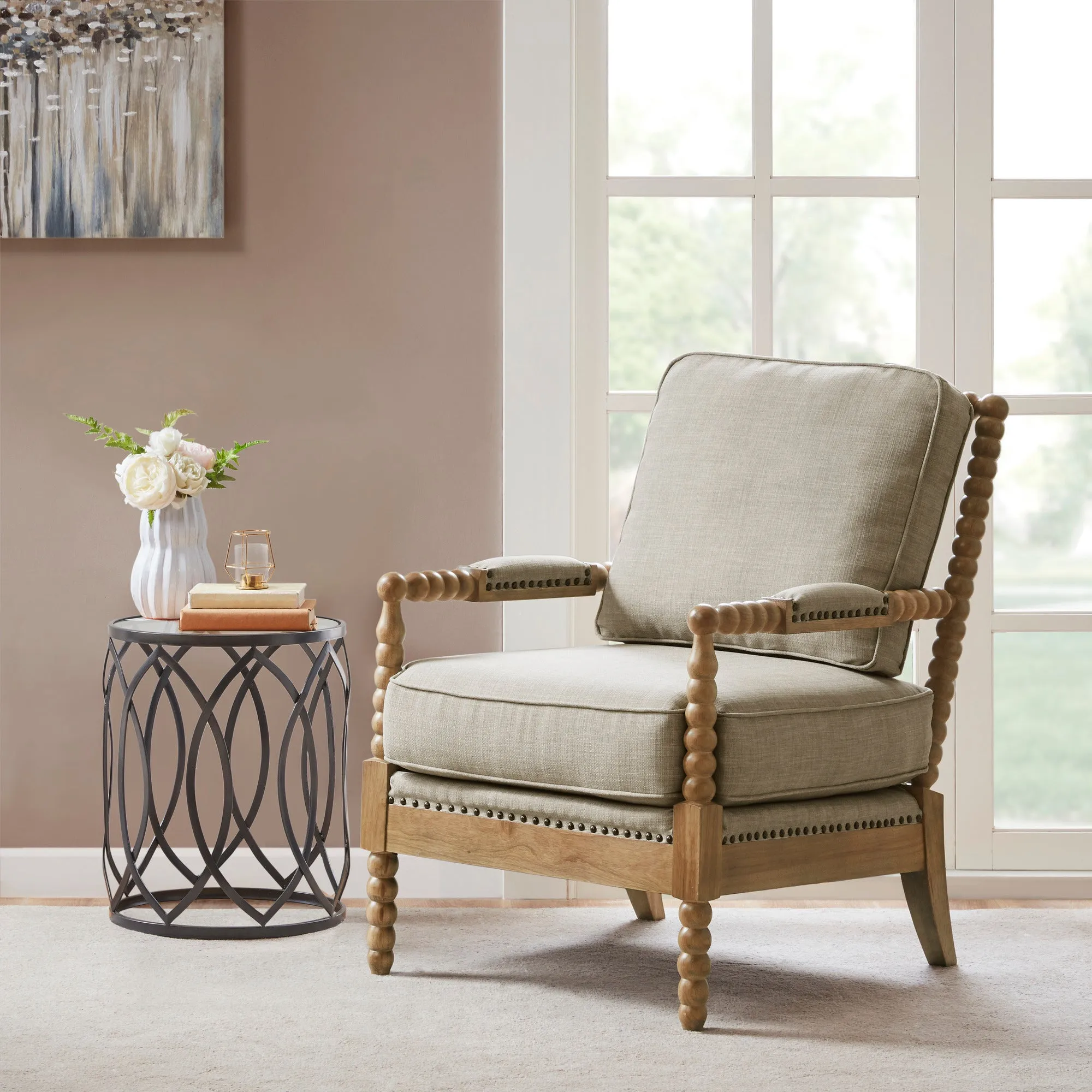 Donohue Spindle Wood Accent Armchair - Polyester product