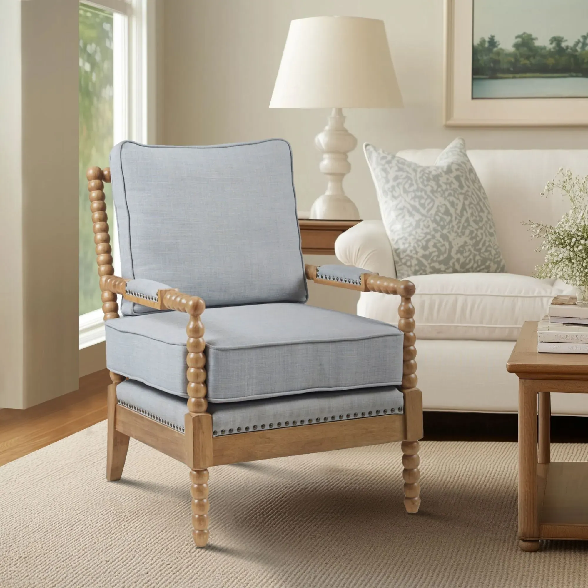 Donohue Turned Wood Frame Armchair - Polyester product
