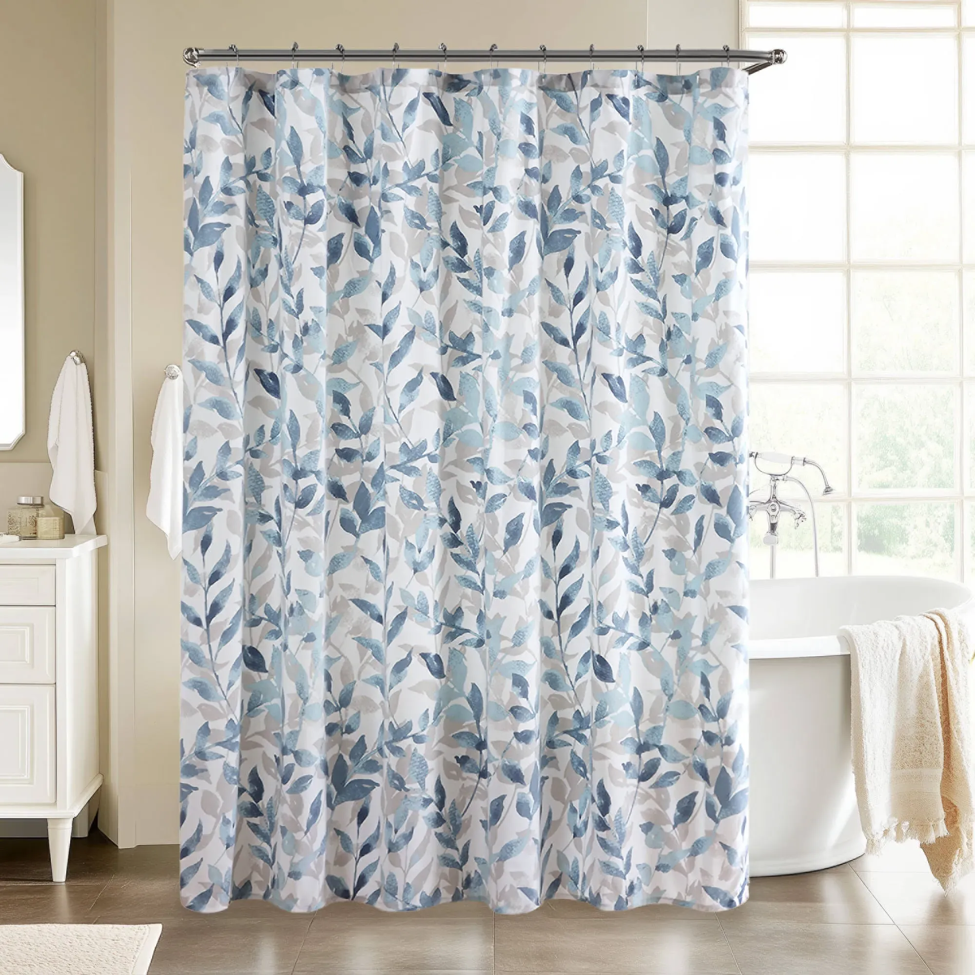 Sofia Botanical Printed Shower Curtain - Blue, Microfiber product