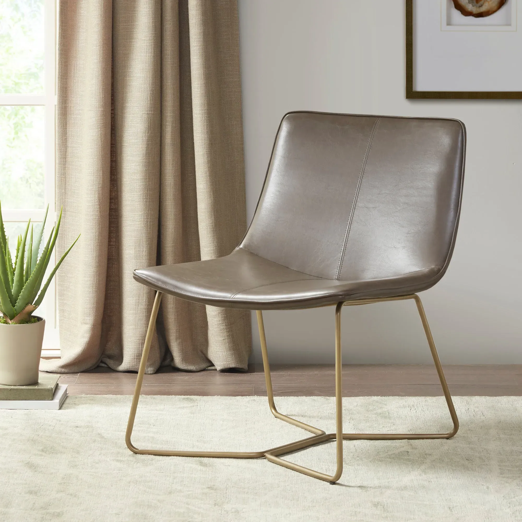 Fallon Accent Chair - Brown, PU Leather alternate view