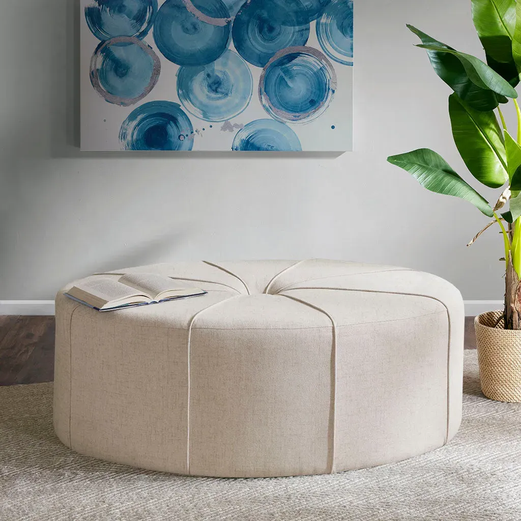 Ferris Oval Ottoman Button Tufted - Charcoal Grey, Polyester product