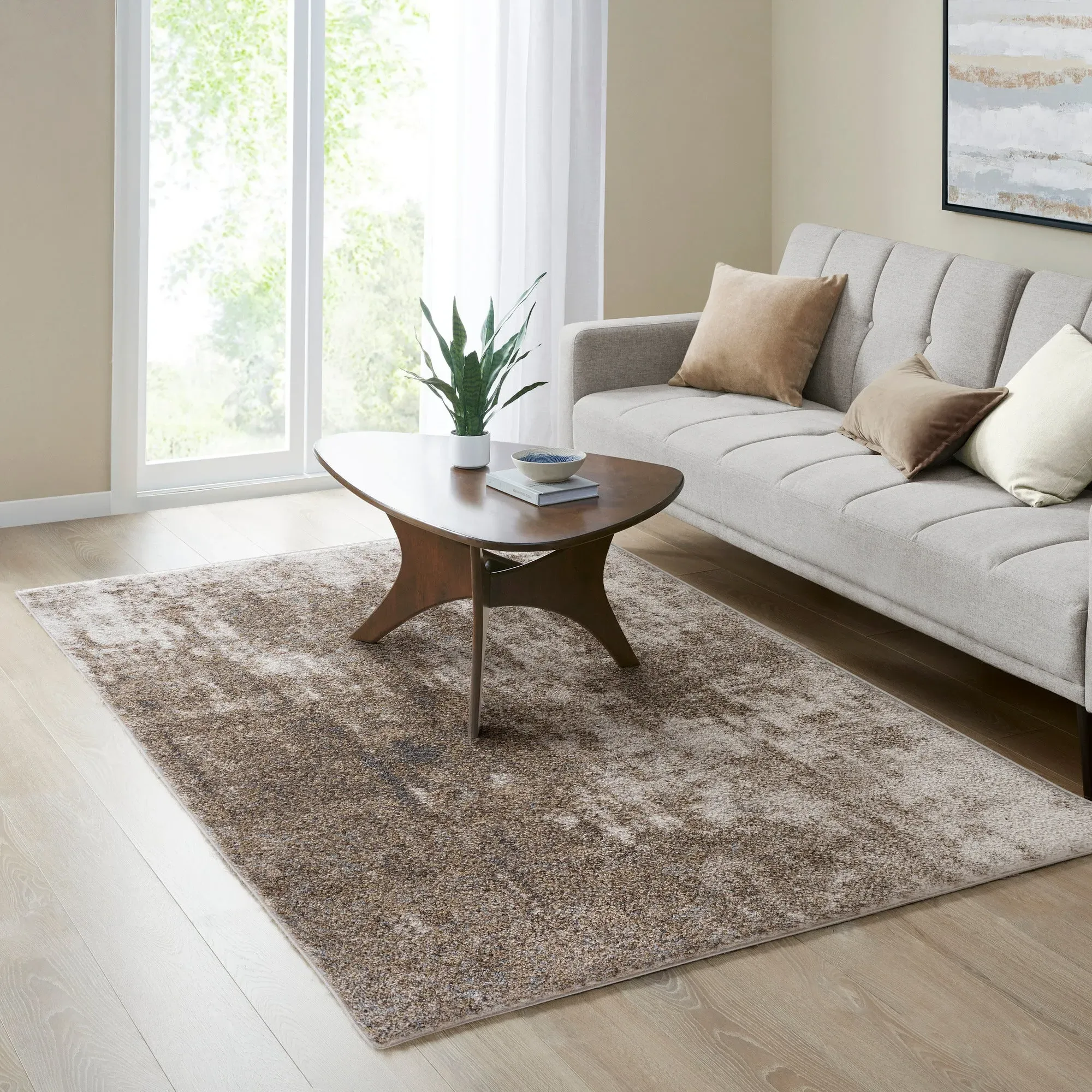 Haley Shag Abstract Area Rug - Grey, Cream product