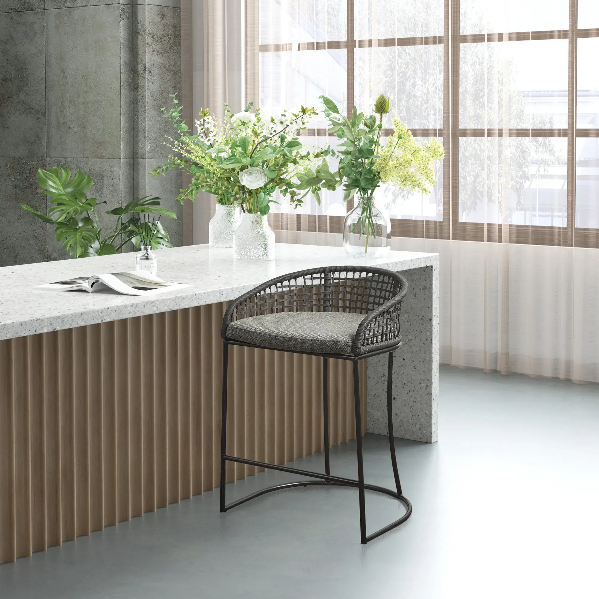 Hermosa Woven Counter Stool - Metal, Polypropylene product