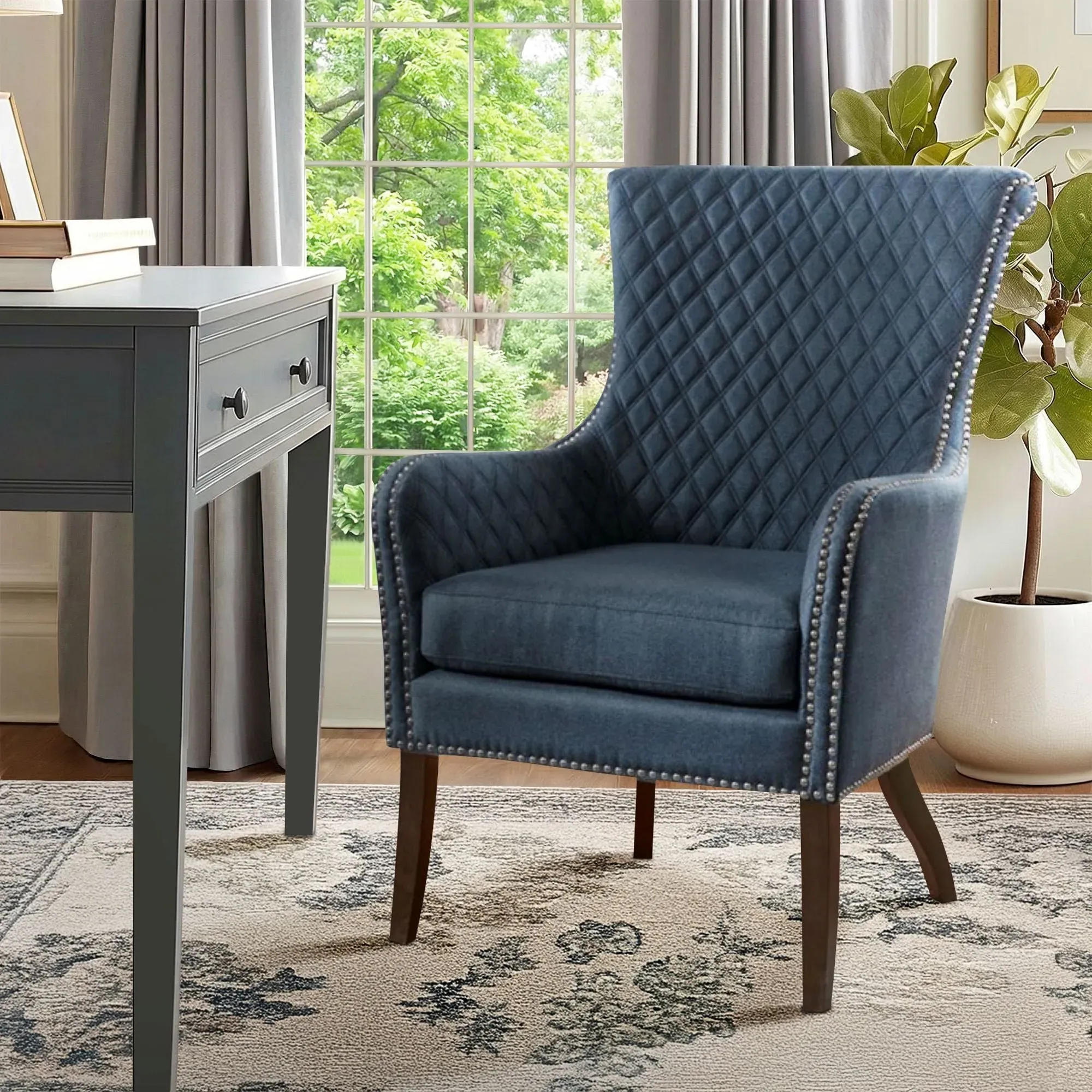 Heston Quilted Back Accent Chair with Nailhead Trim product
