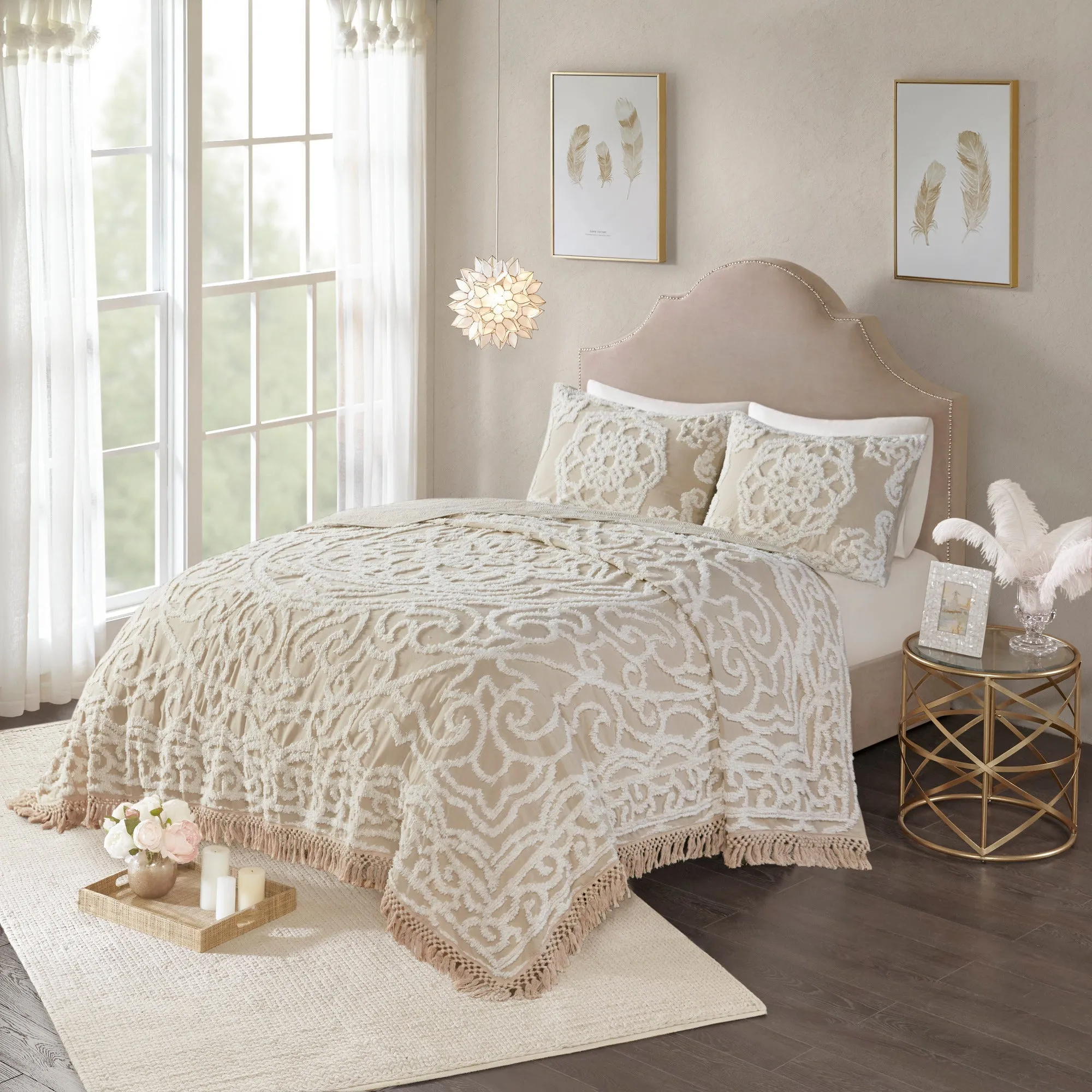 Laetitia Tufted Chenille Medallion Coverlet Set - Cotton product