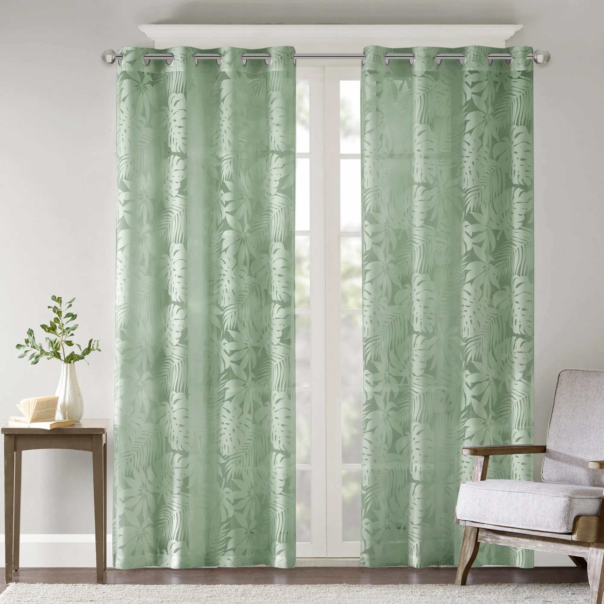 Leilani Palm Leaf Burnout Window Sheer Panel product
