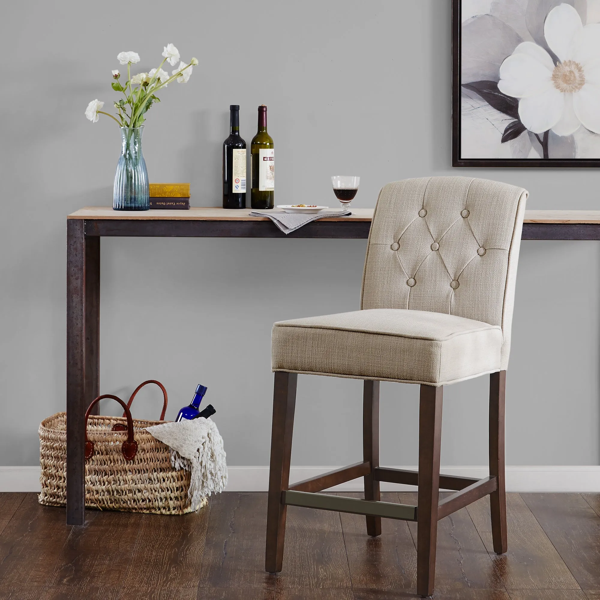 Marian Tufted Counter Stool - Espresso alternate view