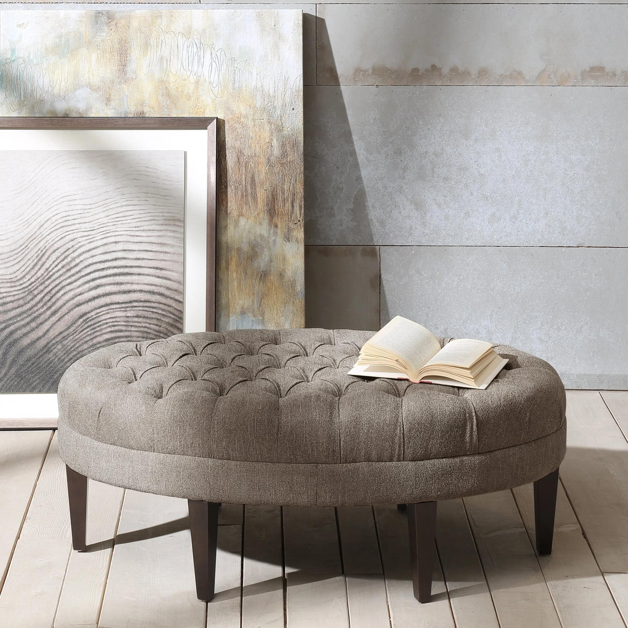 Martin Surfboard Tufted Ottoman - Dusty Blue product