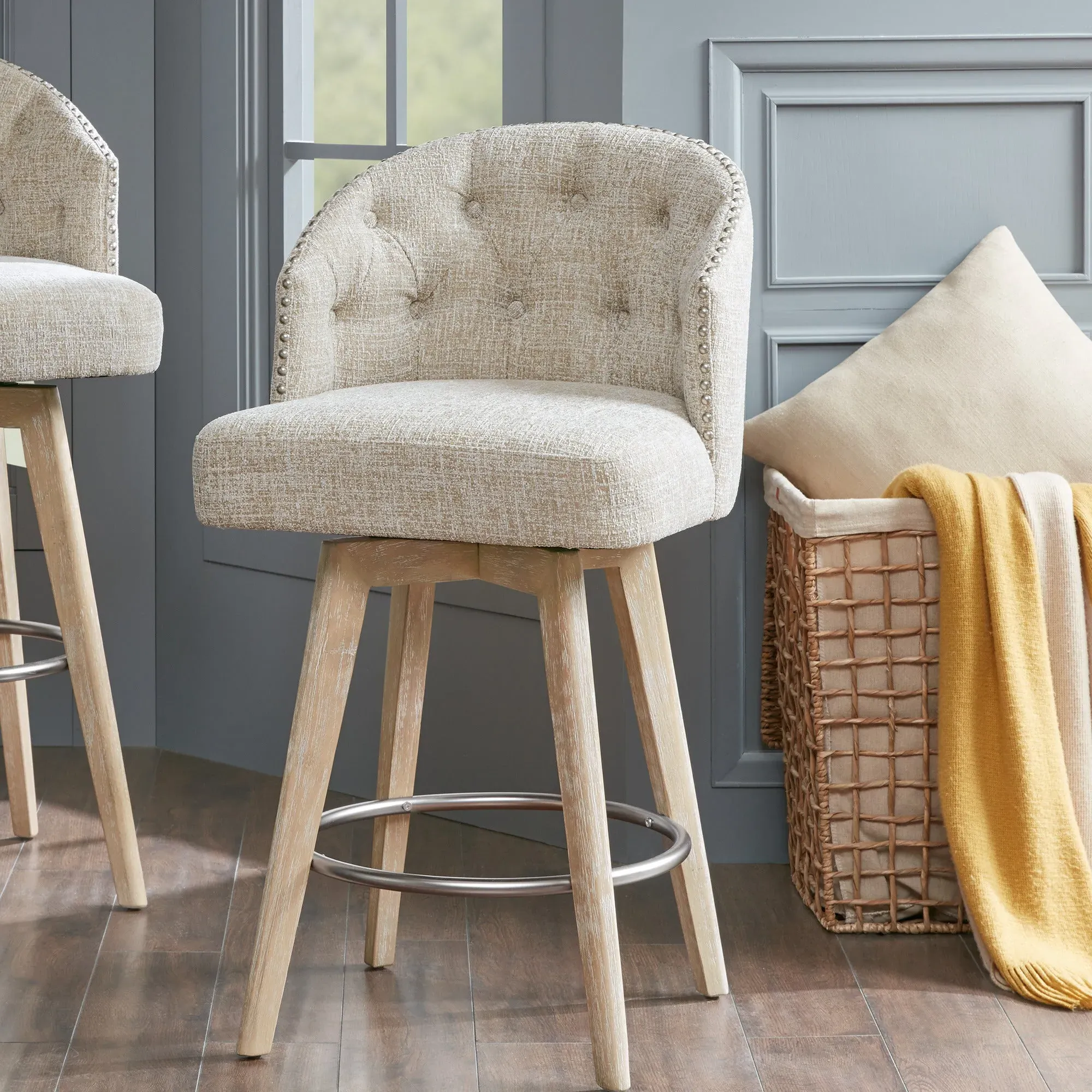 Onyx 360 Swivel Counter Stool - Button Tufted, Polyester product