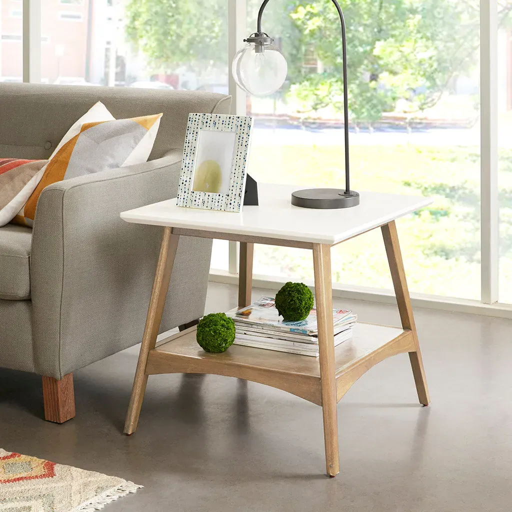 Parker End Table with Storage - White, Solid Wood alternate view