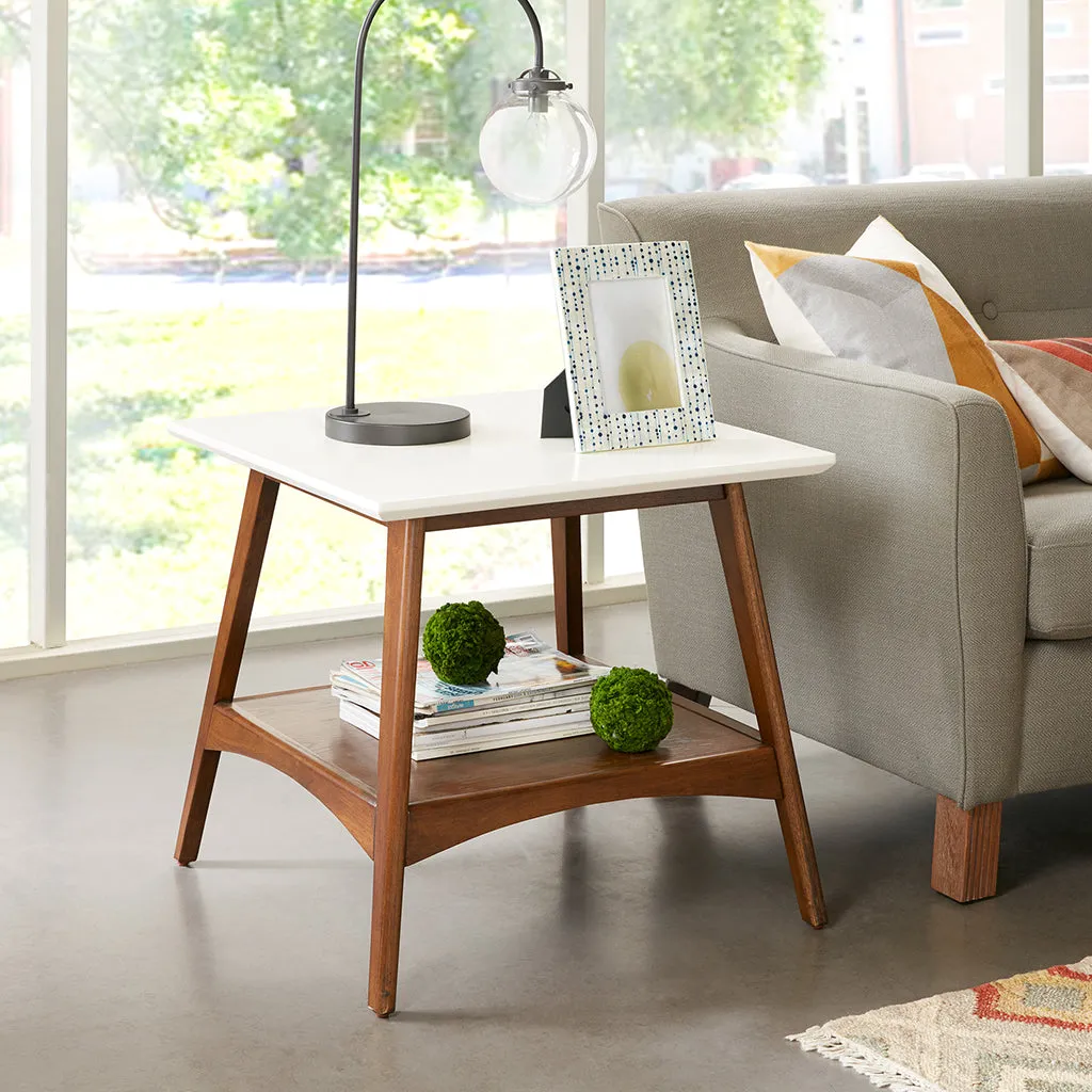Parker End Table with Storage - White, Solid Wood product