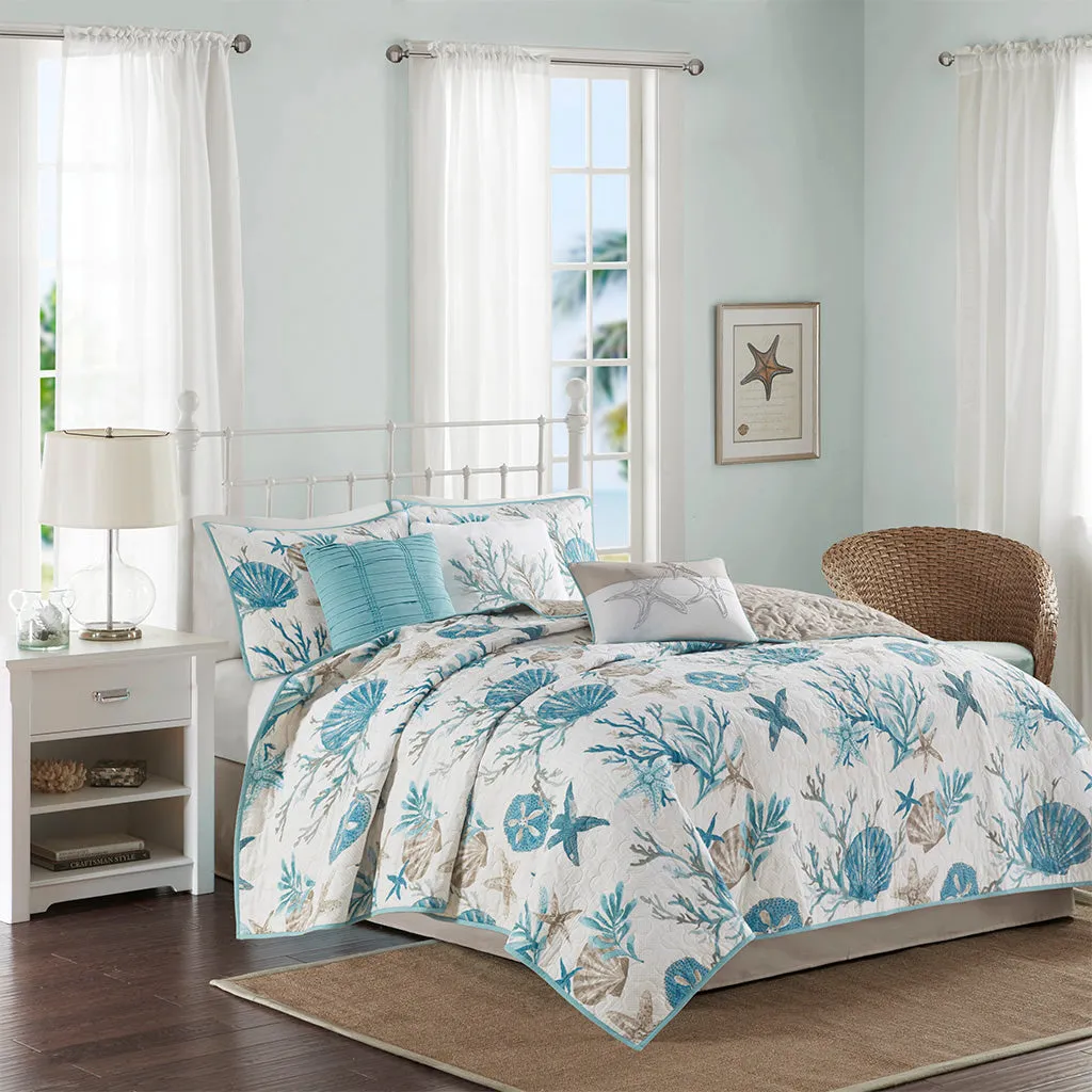 Pebble Beach 6-Piece Quilt Set with Throw Pillows - Cotton Sateen product