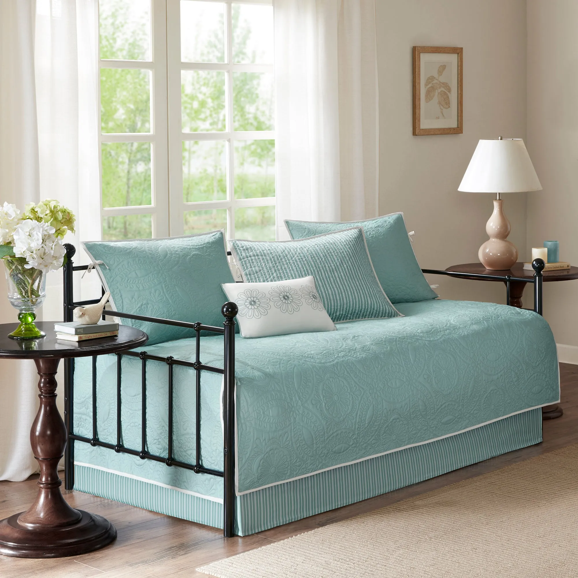 Peyton 6-Piece Reversible Daybed Cover Set - Blue, Polyester alternate view