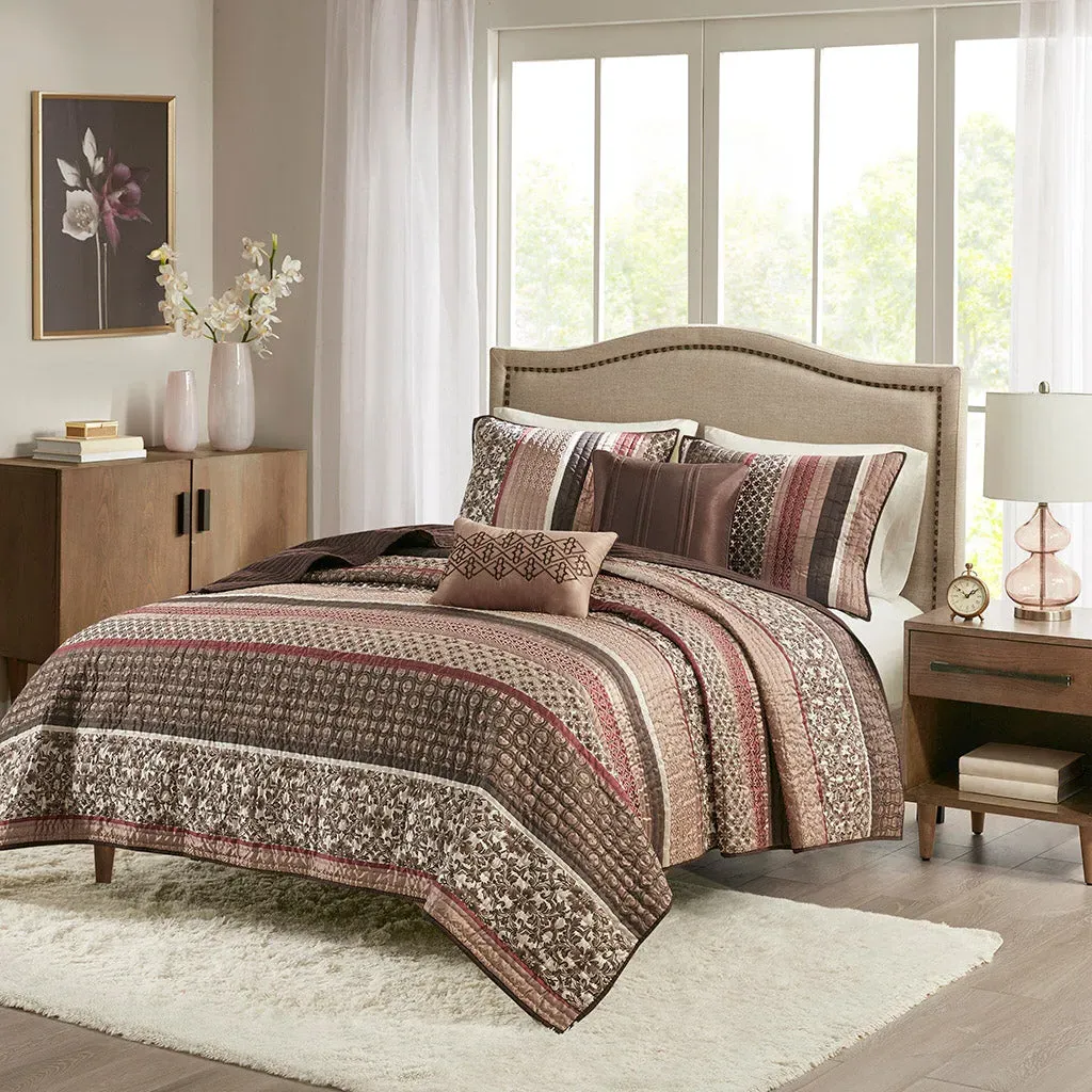 Princeton 5-Piece Jacquard Quilt Set with Throw Pillows product