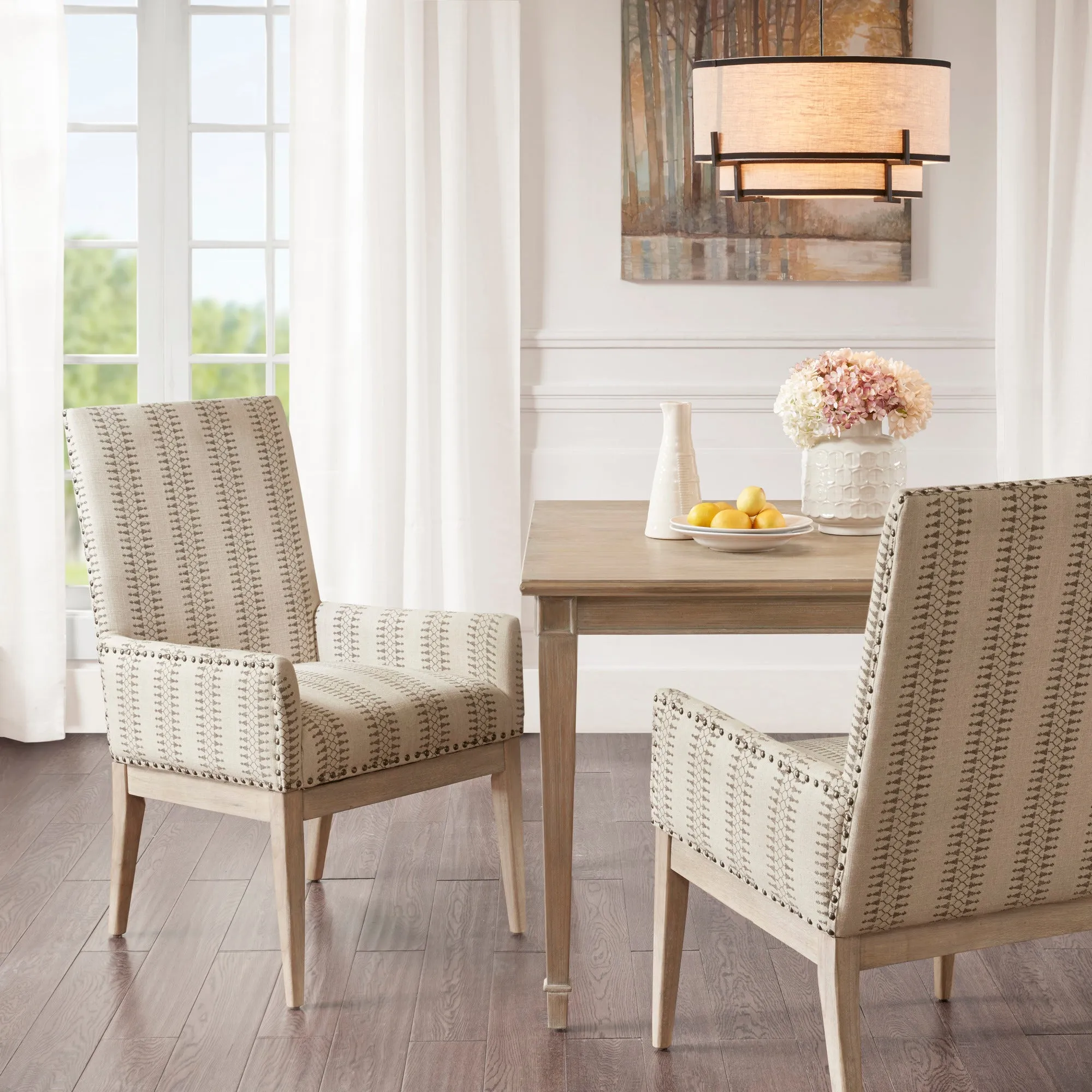 Rika High Back Dining Armchair Set of 2 - Natural Fabric product