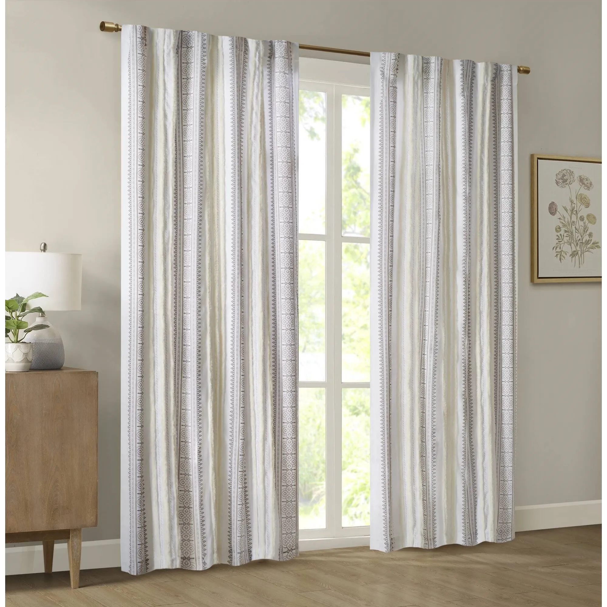 Samara Curtain Panel with Tufted Stripe and Lining - Polyester product