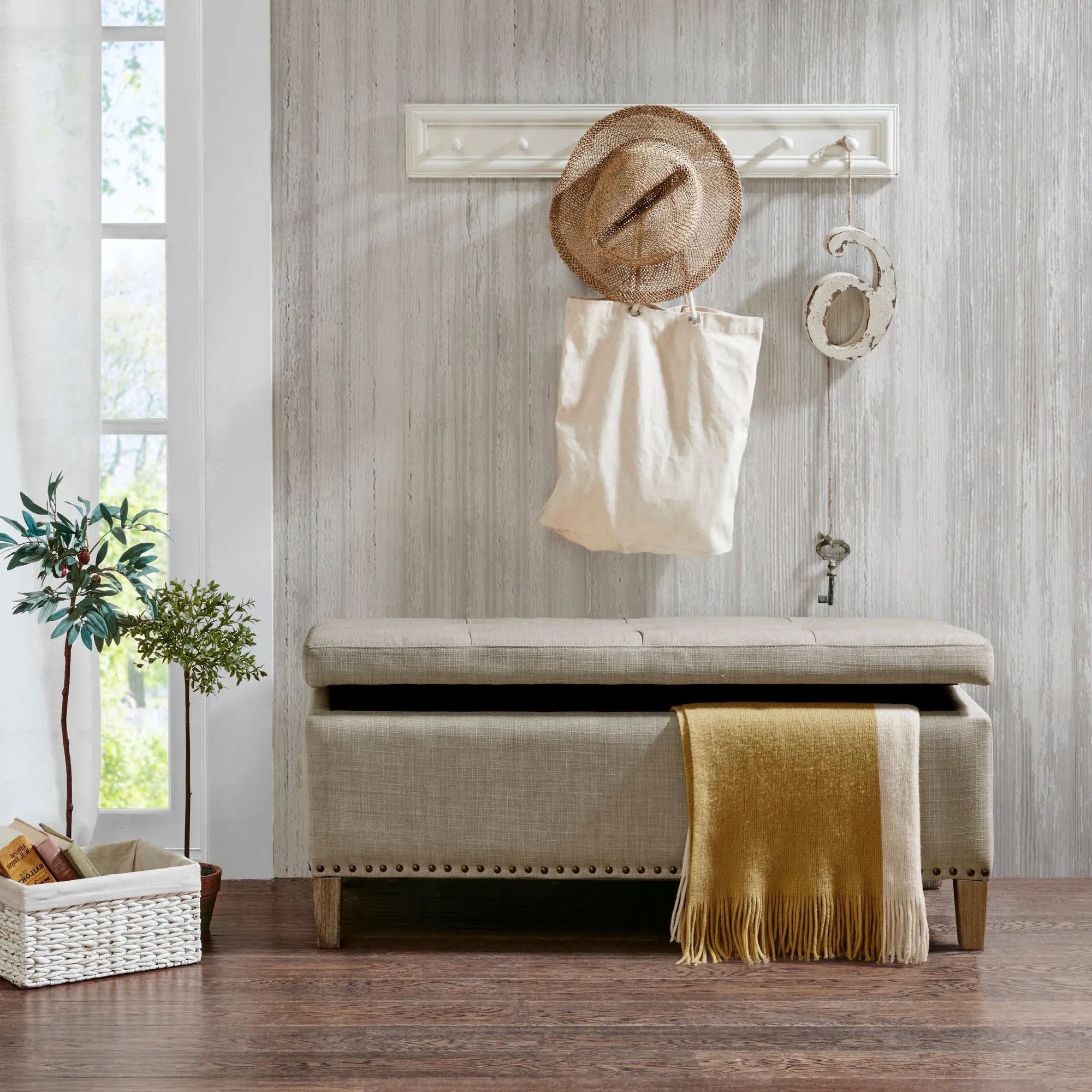 Shandra II Tufted Storage Bench with Soft Close - Grey, Polyester alternate view