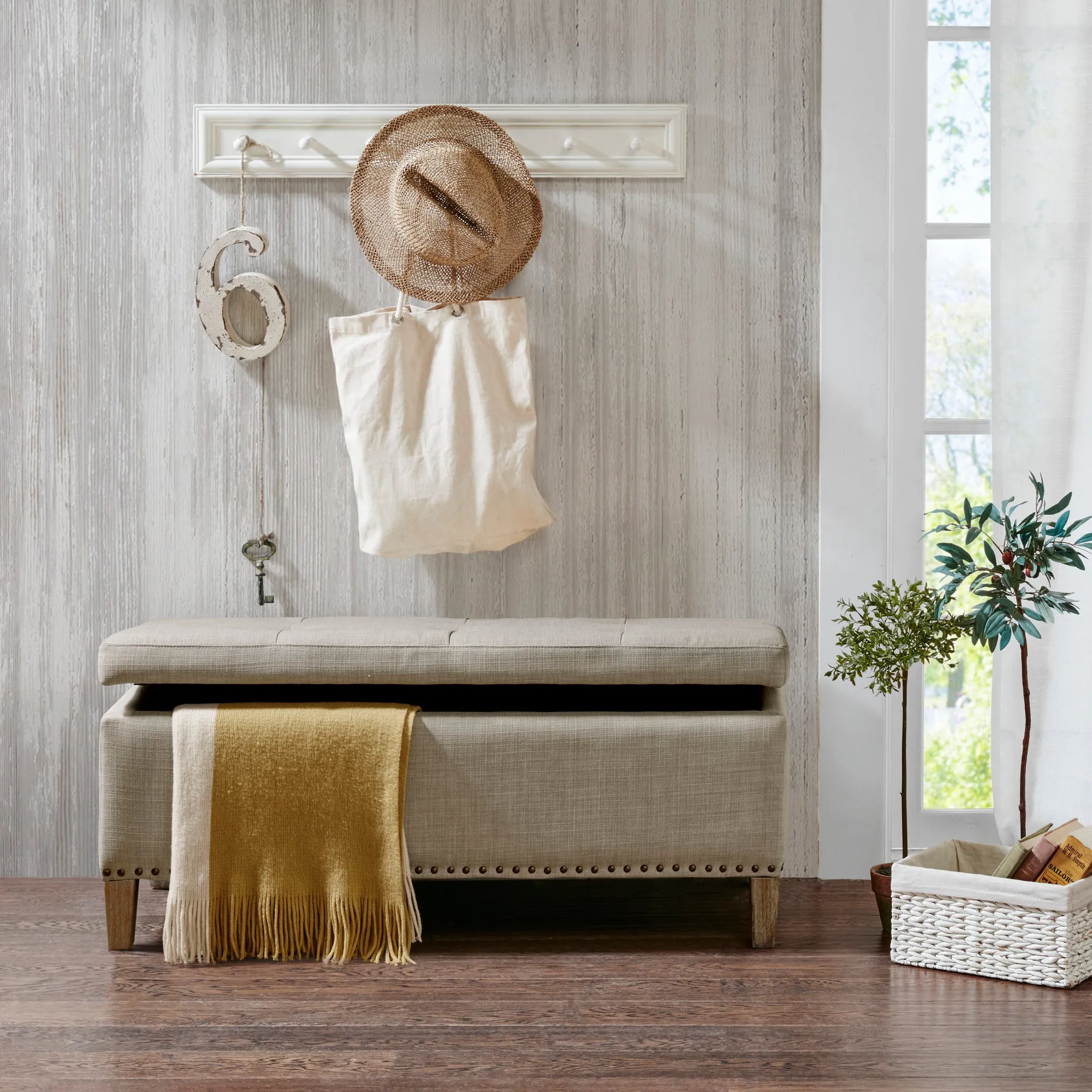 Shandra II Tufted Storage Bench with Soft Close - Grey, Polyester product