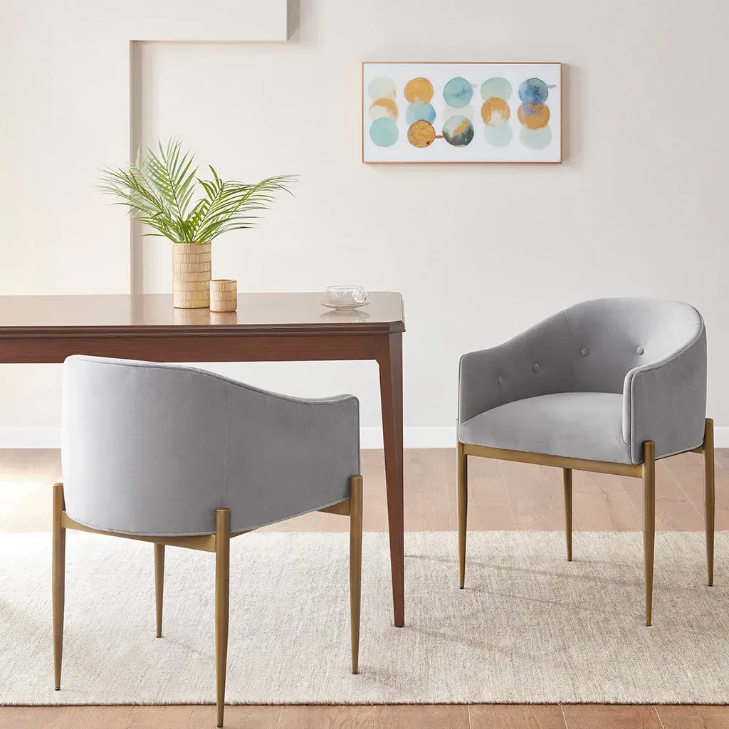Sheraton Tufted Low Back Upholstered Arm Dining Chair (Pack of 2) - Grey, Velvet product