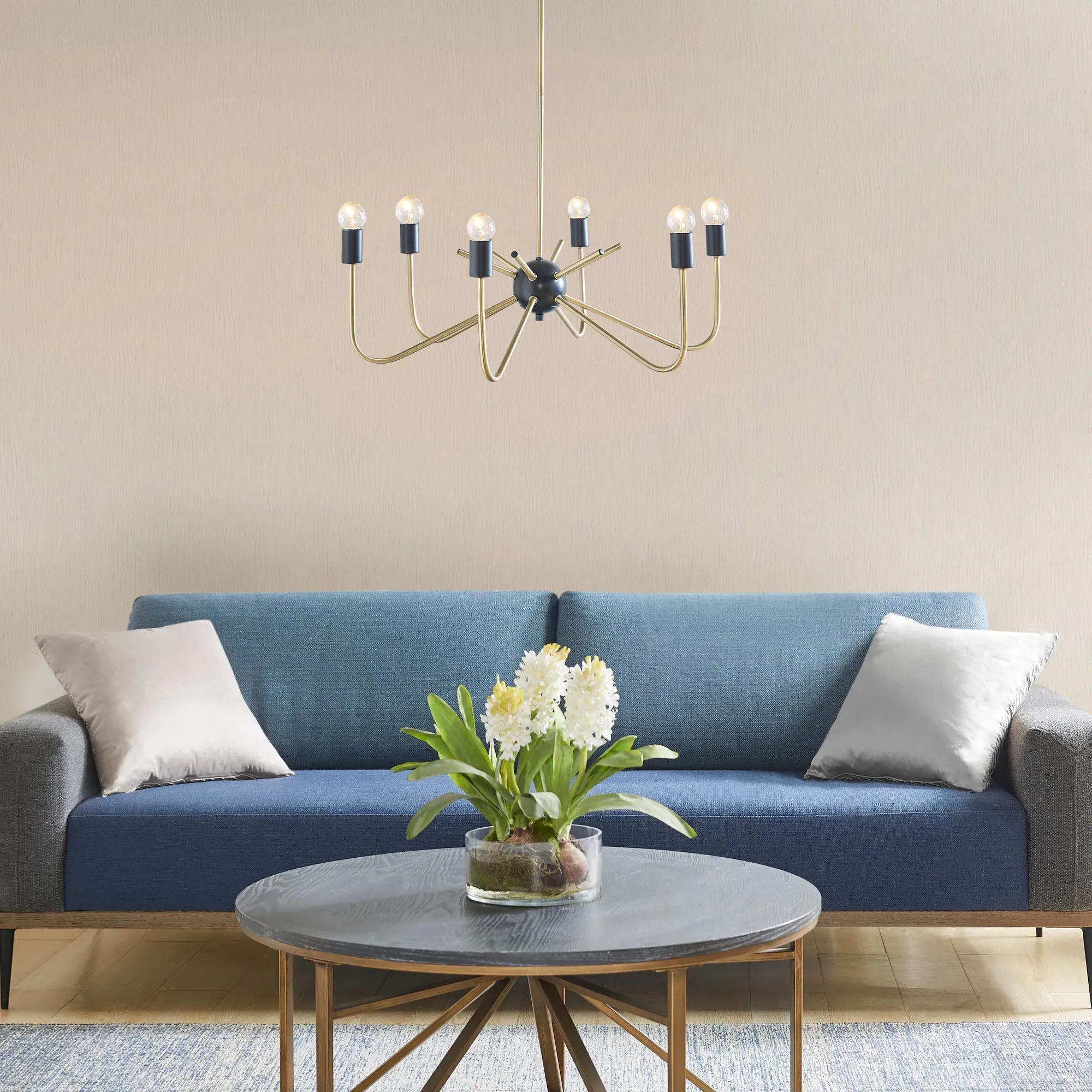 Alexis 6-Light Metal Chandelier - Antique Brass, Black product