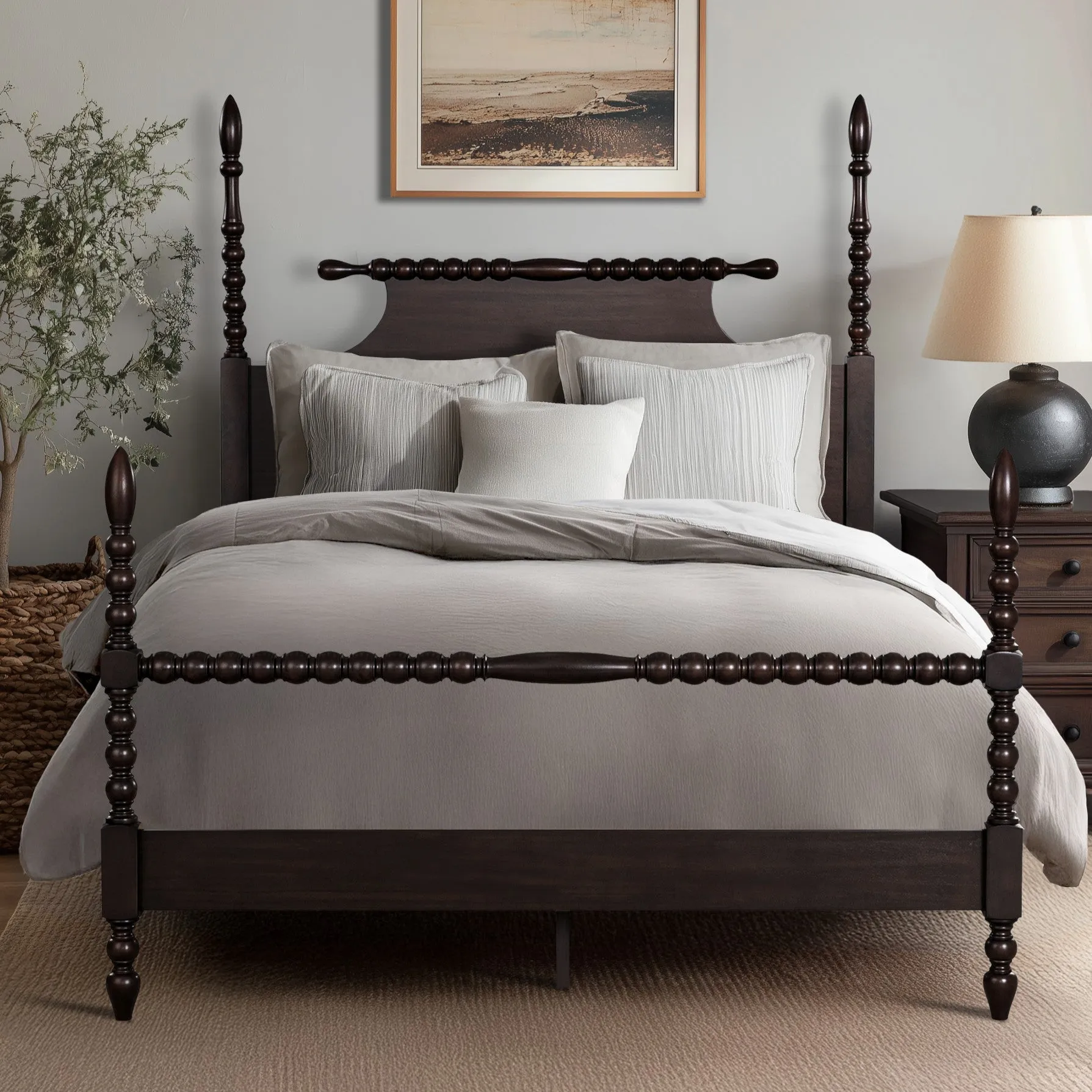 Beckett Spindle Bed Frame - Antique Cream, Solid Wood product