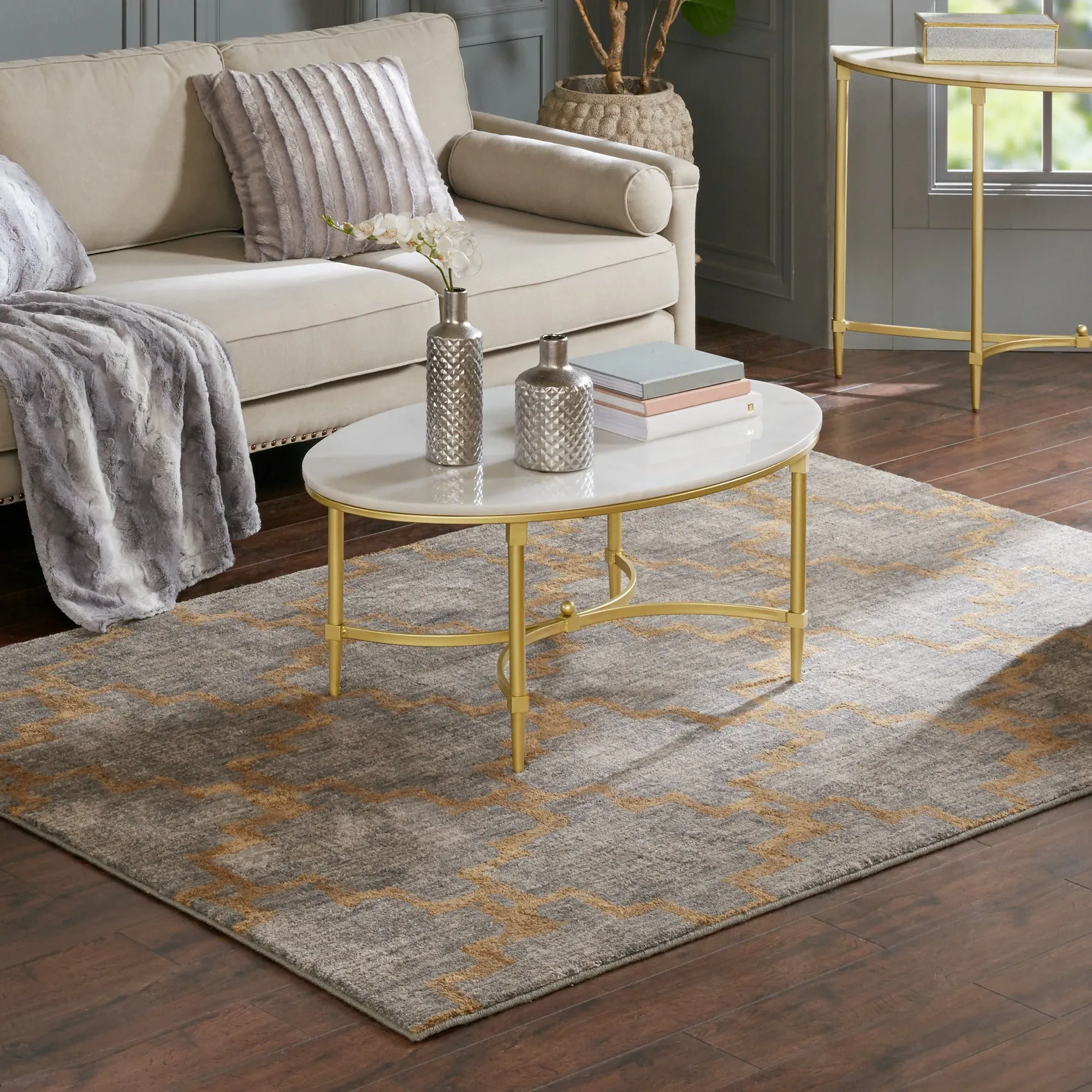 Bordeaux Coffee Table - White Marble, Gold Metal product